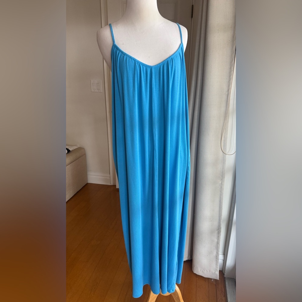 Zara aqua blue spaghetti strap maxi dress size small/medium